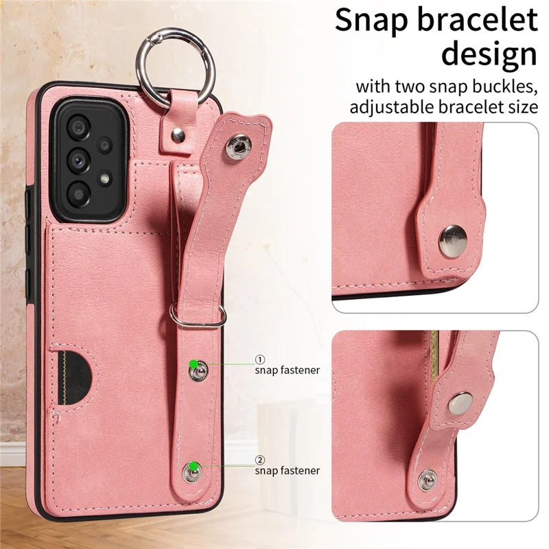 008 For Samsung Galaxy A53 5G Kickstand Case Calf Texture Leather+TPU Phone Case - Pink