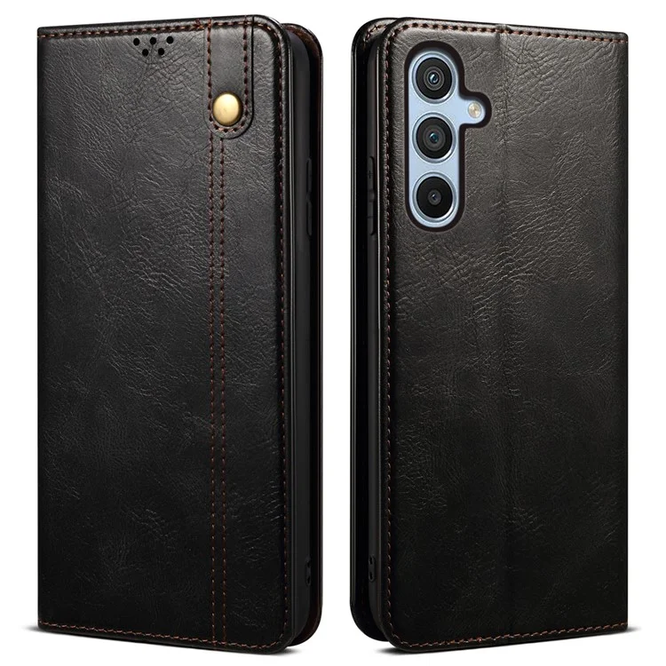 Per Samsung Galaxy M15 5G / F15 5G Custodia Crazy Horse Texture Leather Flip Wallet Phone Cover - Nero
