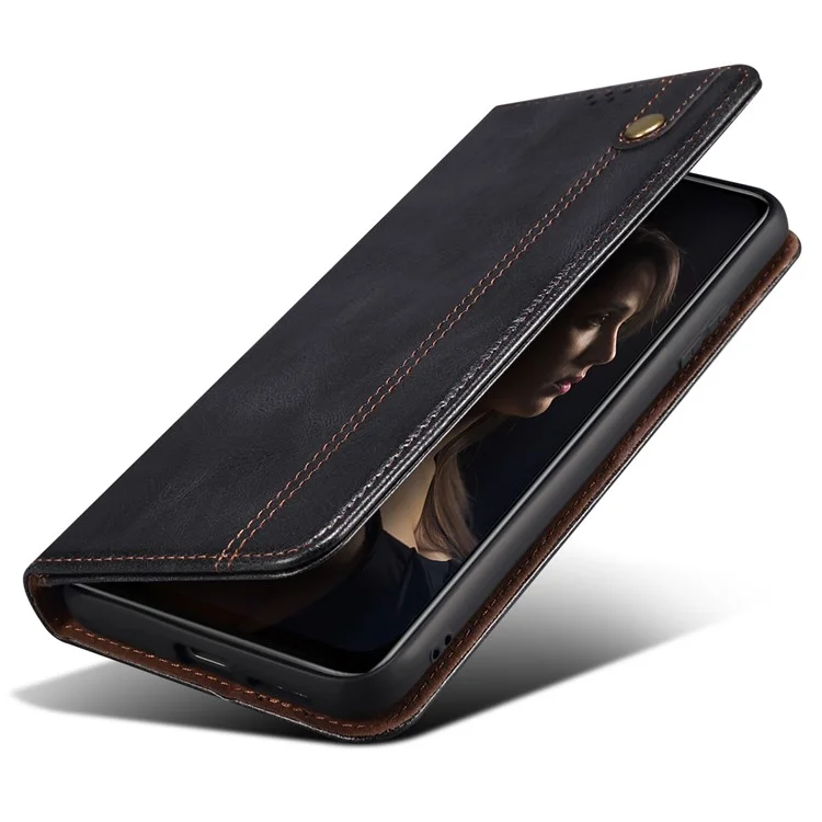 Per Samsung Galaxy M15 5G / F15 5G Custodia Crazy Horse Texture Leather Flip Wallet Phone Cover - Nero