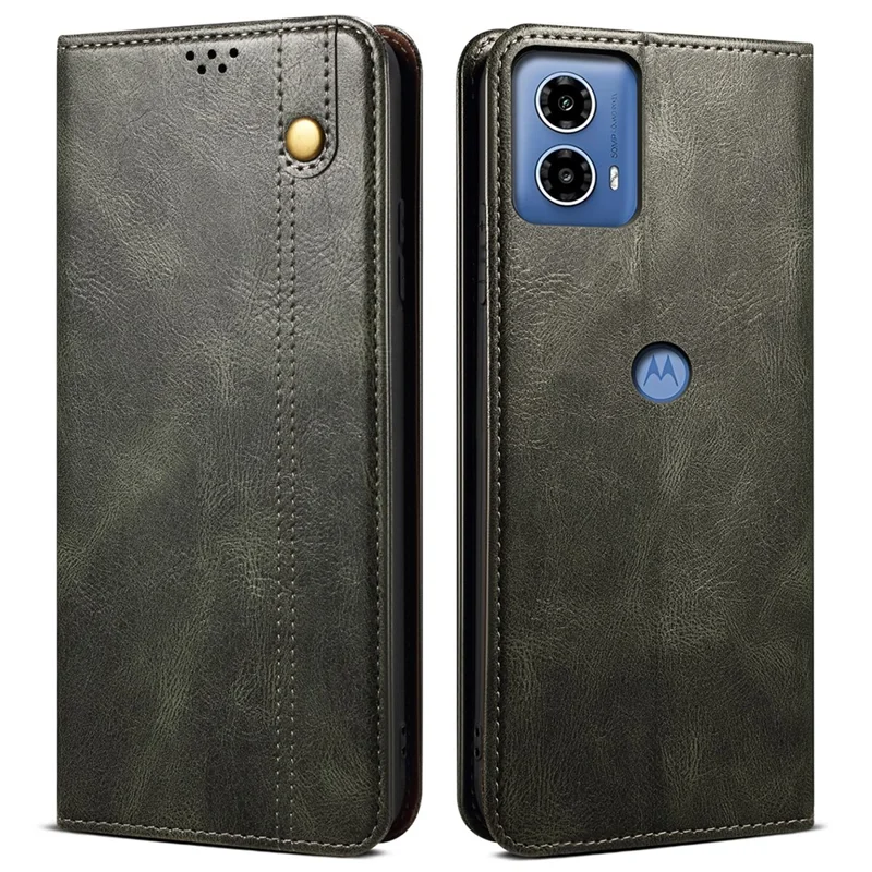 Para Motorola Moto G24 Power Magnetic Phone Case Wallet Waxy Crazy Horse Texture Cover - Verde