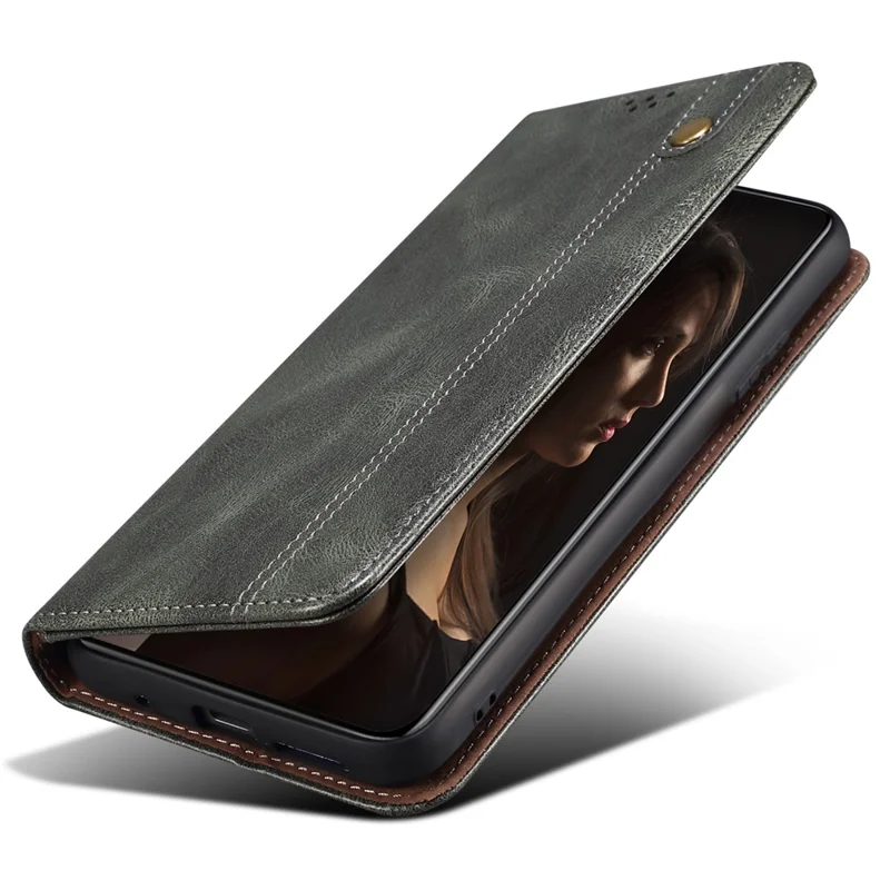 Para Motorola Moto G24 Power Magnetic Phone Case Wallet Waxy Crazy Horse Texture Cover - Verde