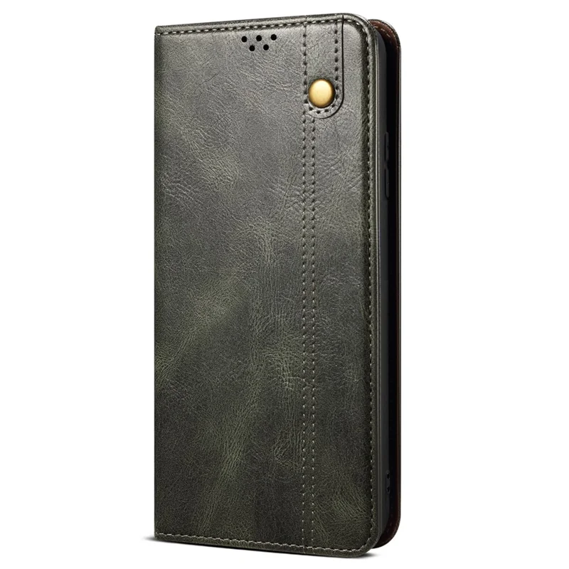 Para Motorola Moto G24 Power Magnetic Phone Case Wallet Waxy Crazy Horse Texture Cover - Verde