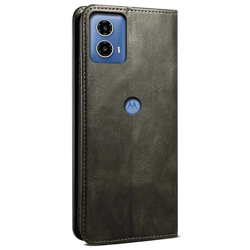 Para Motorola Moto G24 Power Magnetic Phone Case Wallet Waxy Crazy Horse Texture Cover - Verde