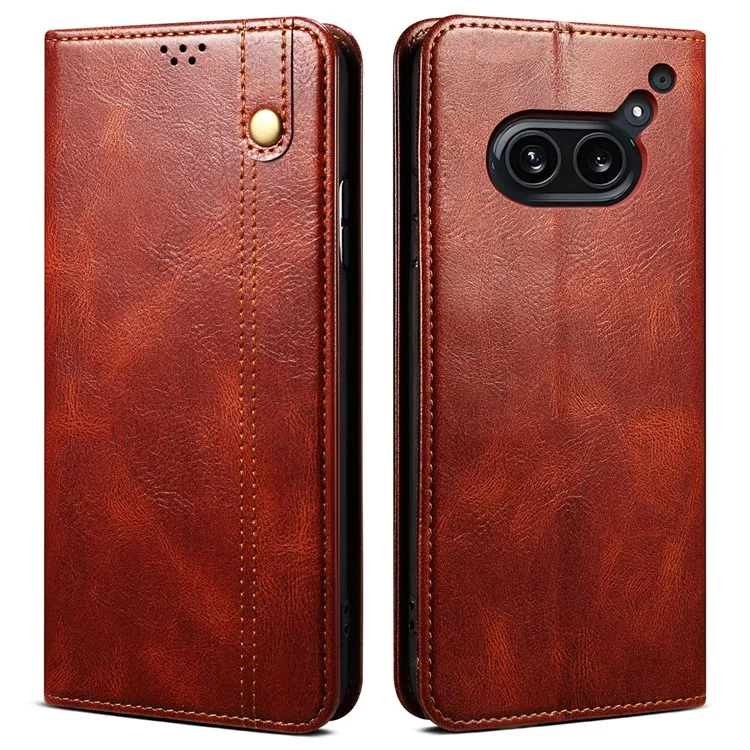 Para Nada Telefone (2a) Plus / Telefone (2a) Caso PU Leather Crazy Horse Texture Flip Wallet Phone Cover - Marrom