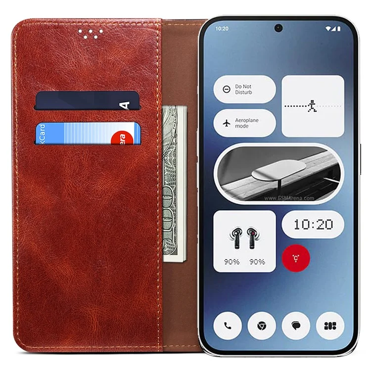 Para Nada Telefone (2a) Plus / Telefone (2a) Caso PU Leather Crazy Horse Texture Flip Wallet Phone Cover - Marrom