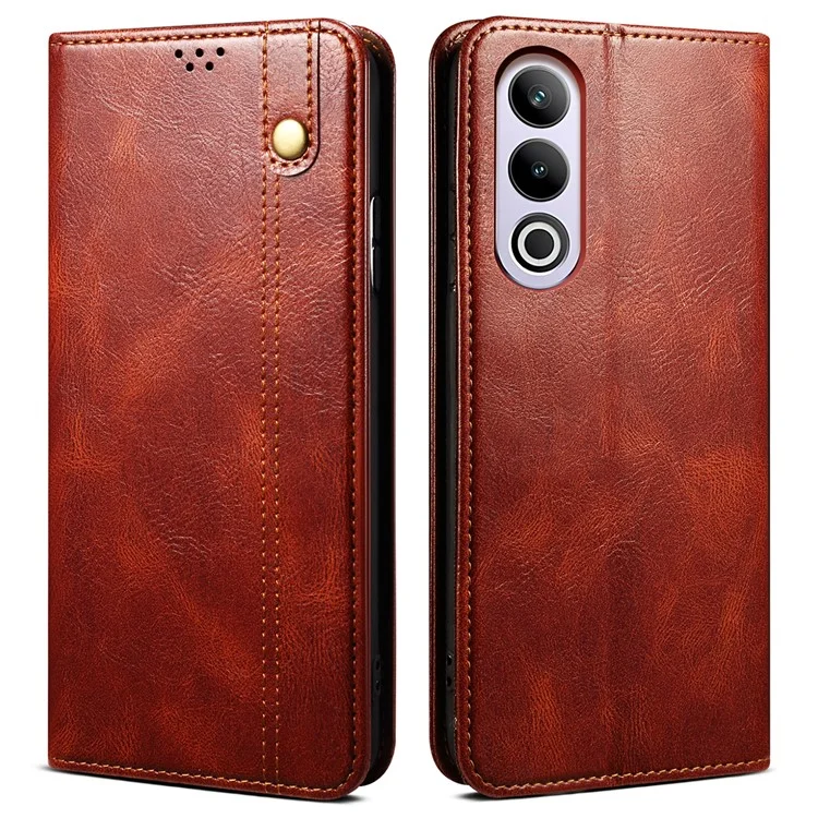 Capa de Couro Flip Wallet Cover para Telefone OnePlus Nord CE4 5G - Marrom