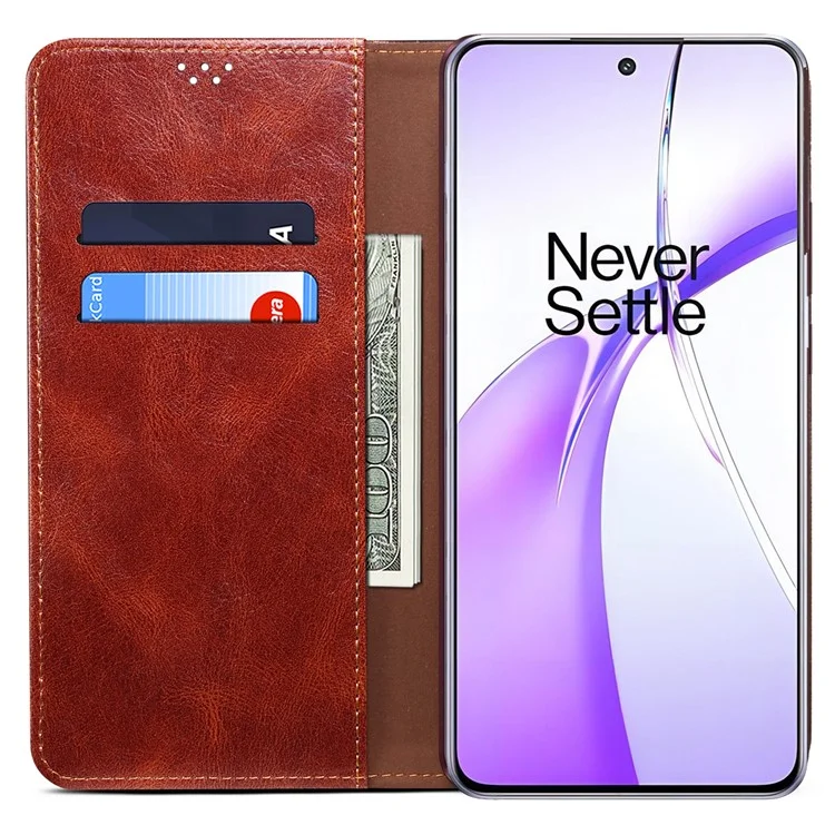 Capa de Couro Flip Wallet Cover para Telefone OnePlus Nord CE4 5G - Marrom