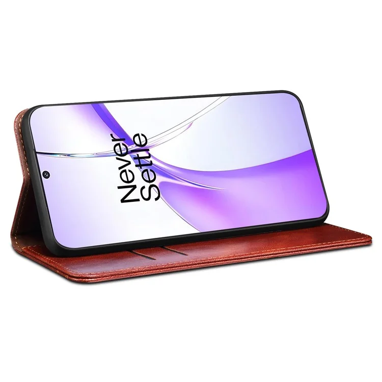 Capa de Couro Flip Wallet Cover para Telefone OnePlus Nord CE4 5G - Marrom