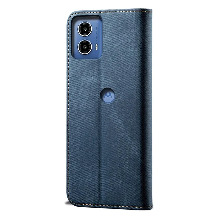 Для Motorola Moto G24 Power Wallet Case Stand Denim Texture Leather Phone Cover - Blue