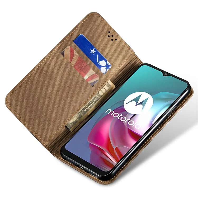 For Motorola Moto E14 4G / G04 4G / G04s 4G / G24 4G Case Anti-Drop Leather+TPU Stand View Phone Cover - Khaki
