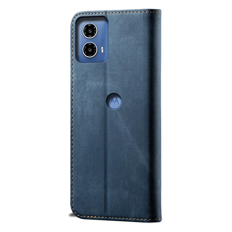 Para Motorola Moto E14 4G / G04 4G / G04s 4G / G24 4G Funda Antiimpactos Cuero+TPU Vista de Soporte Cubierta del Teléfono - Azul