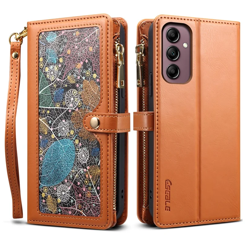 ESEBLE Galaxy Series For Samsung Galaxy M55 5G / C55 5G / F55 5G Case Leather Folio Wallet RFID Blocking Phone Cover - Brown