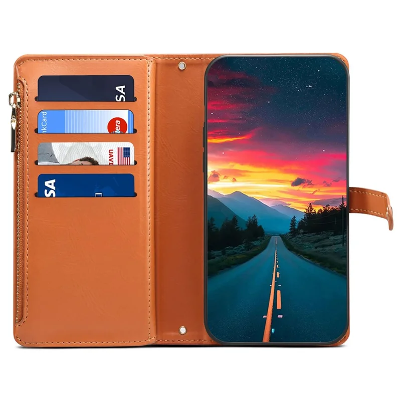ESEBLE Galaxy Series For Samsung Galaxy M55 5G / C55 5G / F55 5G Case Leather Folio Wallet RFID Blocking Phone Cover - Brown