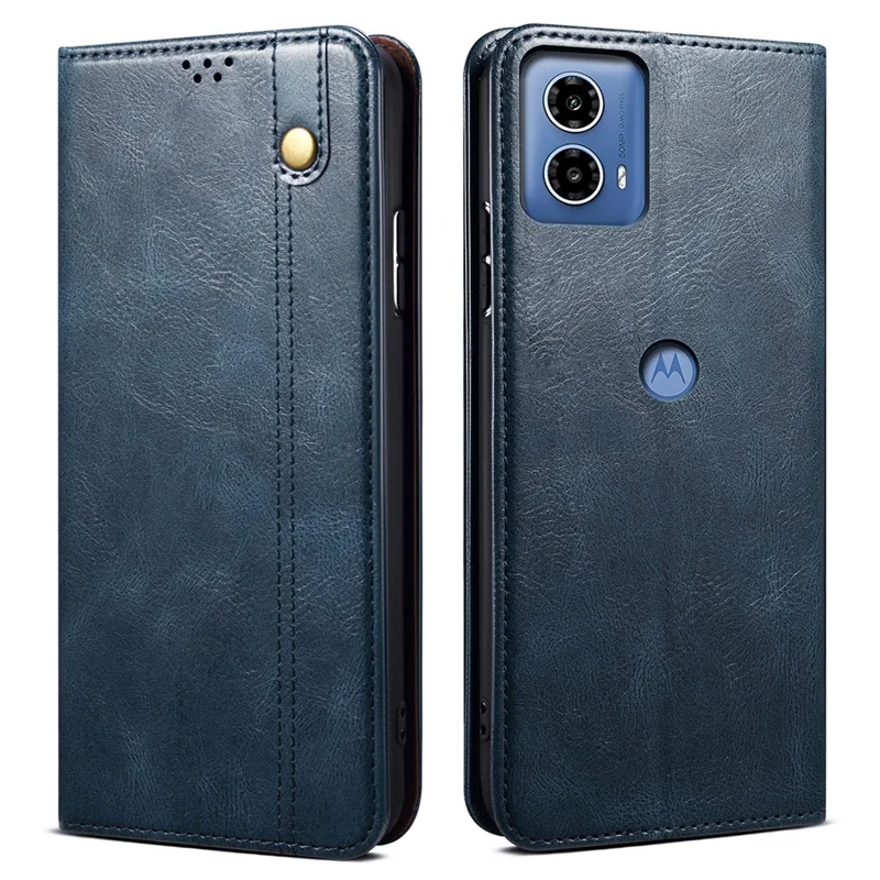 Para Motorola Moto E14 4G / G04 4G / G04s 4G / G24 4G Capa de Couro Stand Magnética Fecho de Telefone Carteira - Azul