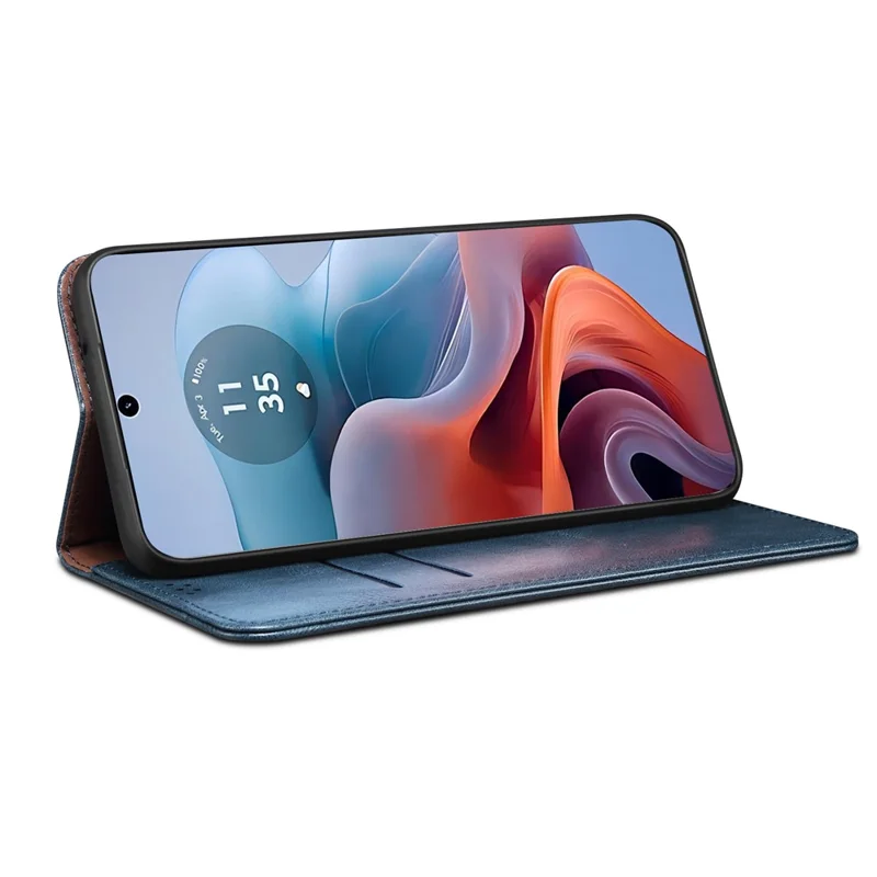 Para Motorola Moto E14 4G / G04 4G / G04s 4G / G24 4G Capa de Couro Stand Magnética Fecho de Telefone Carteira - Azul