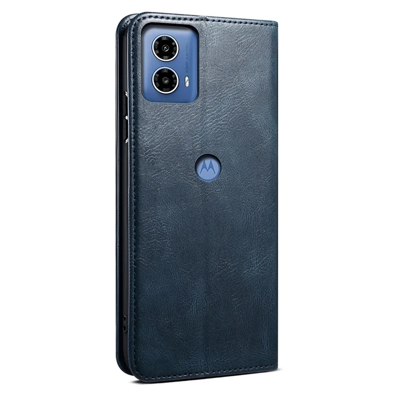 Para Motorola Moto E14 4G / G04 4G / G04s 4G / G24 4G Capa de Couro Stand Magnética Fecho de Telefone Carteira - Azul
