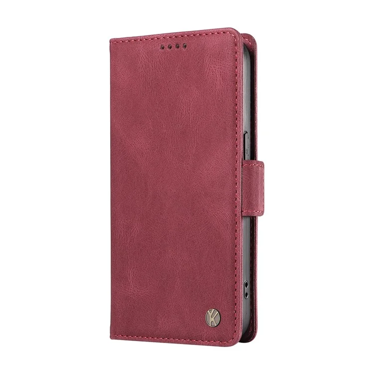 YIKATU YK-005 For Realme 12 5G Case PU Leather Skin-Touch Wallet Flip Phone Cover - Wine Red