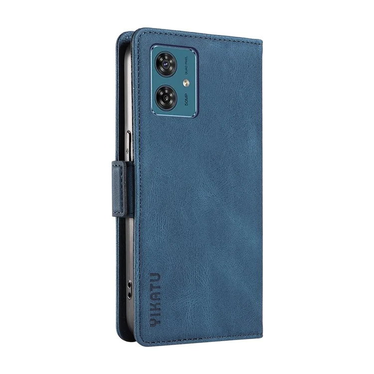 YIKATU YK-005 For Motorola Moto G54 5G Cell Phone Leather Case Stand Wallet Cover - Blue