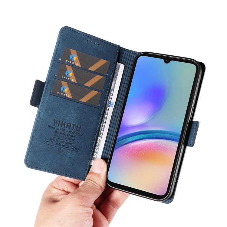 YIKATU YK-005 für Samsung Galaxy A05s 4G Mobiltelefon-Lederhülle, stoßfest, Geldbörse - Blau
