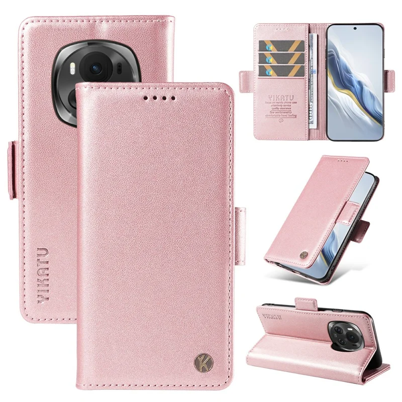 YIKATU YK-003 Per Honor Magic6 5G Case PU Leather Stand Protective Phone Cover - Rose Gold