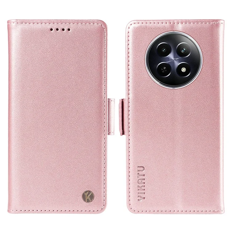 YIKATU YK-003 For Realme 12 5G Leather Case Wallet Cover Phone Accessories Distributors - Rose Gold