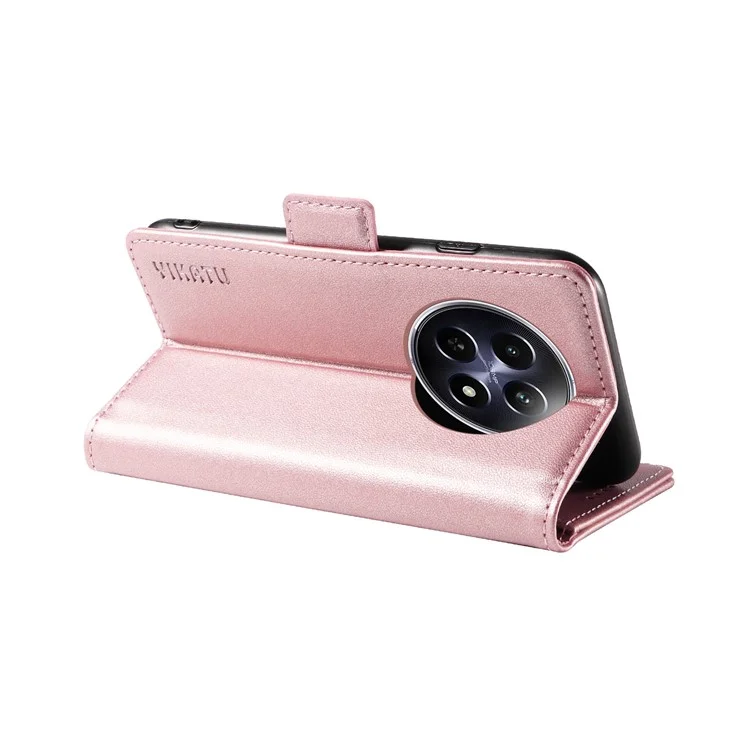 YIKATU YK-003 For Realme 12 5G Leather Case Wallet Cover Phone Accessories Distributors - Rose Gold