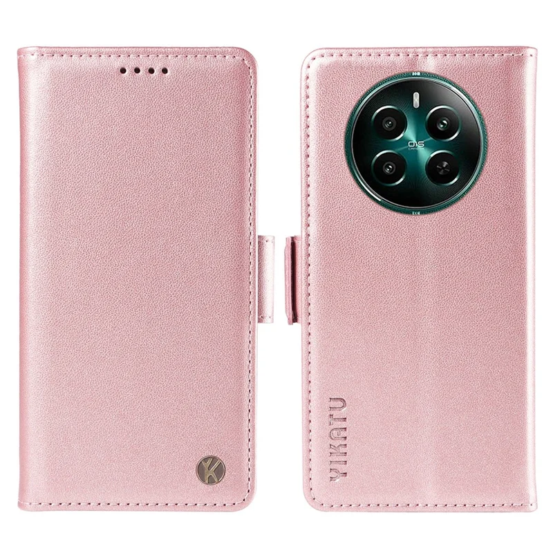 YIKATU YK-003 For Realme 12 4G / 12+ 5G Case Wallet PU Leather+TPU Cover Phone Accessories Distributors - Rose Gold