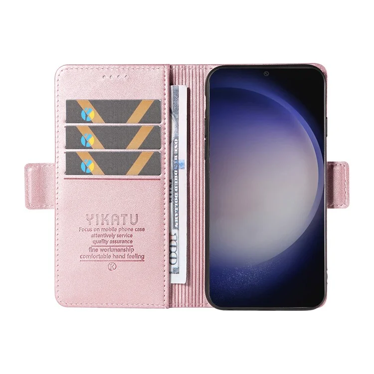 YIKATU YK-003 Para Samsung Galaxy S25+ / S24+ Funda de Cartera Bump Proof PU Leather+TPU Funda de Teléfono - Oro Rosa