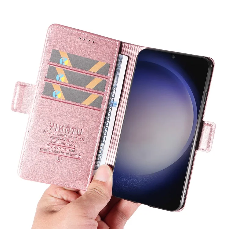 YIKATU YK-003 Para Samsung Galaxy S25+ / S24+ Funda de Cartera Bump Proof PU Leather+TPU Funda de Teléfono - Oro Rosa