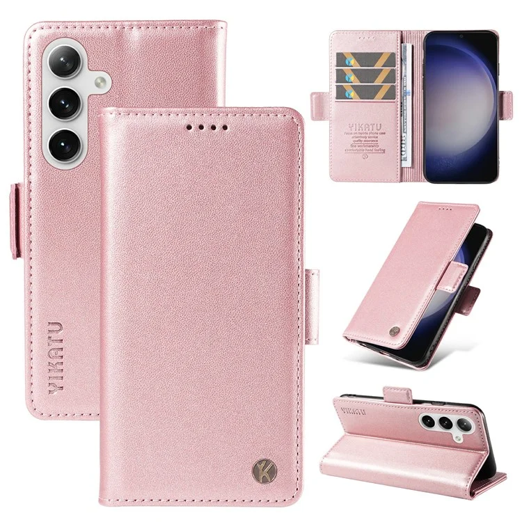 YIKATU YK-003 Para Samsung Galaxy S25+ / S24+ Funda de Cartera Bump Proof PU Leather+TPU Funda de Teléfono - Oro Rosa