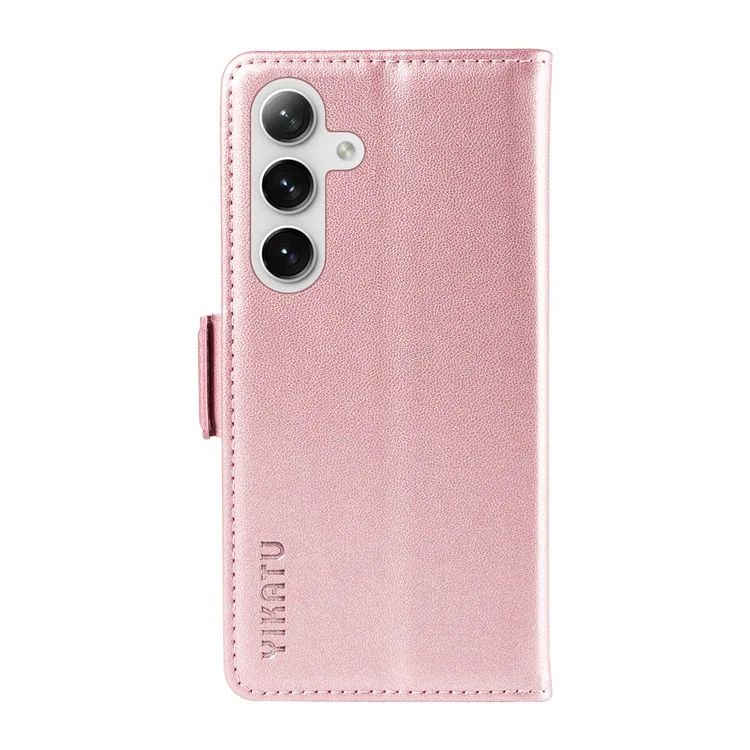 YIKATU YK-003 Para Samsung Galaxy S25+ / S24+ Funda de Cartera Bump Proof PU Leather+TPU Funda de Teléfono - Oro Rosa