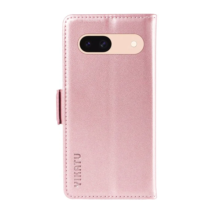 YIKATU YK-003 For Google Pixel 8a Wallet Case PU Leather Flip Phone Cover Viewing Stand - Rose Gold