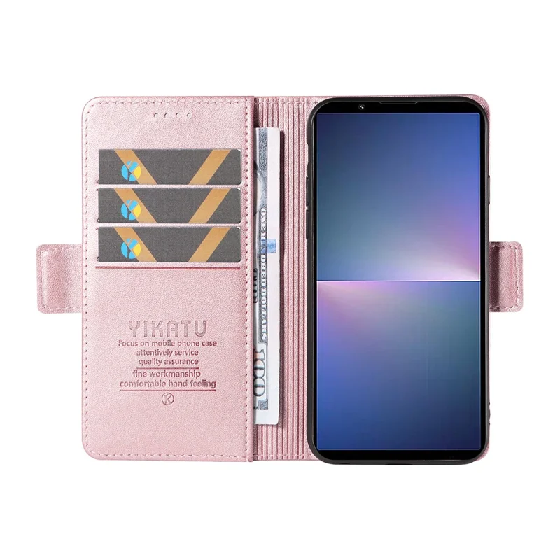 YIKATU YK-003 Per Sony Xperia 5 V Custodia magnetica a portafoglio in pelle PU + TPU - Rosa Oro