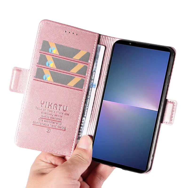 YIKATU YK-003 Per Sony Xperia 5 V Custodia magnetica a portafoglio in pelle PU + TPU - Rosa Oro