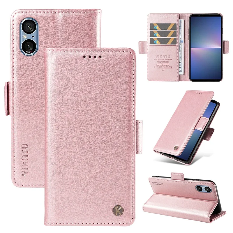 YIKATU YK-003 Per Sony Xperia 5 V Custodia magnetica a portafoglio in pelle PU + TPU - Rosa Oro