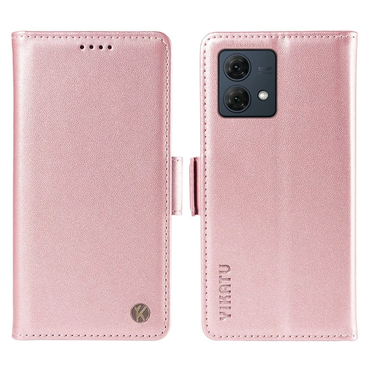 YIKATU YK-003 For Motorola Moto G84 5G Case PU Leather Inner TPU Shell Phone Cover Magnetic Protect - Rose Gold
