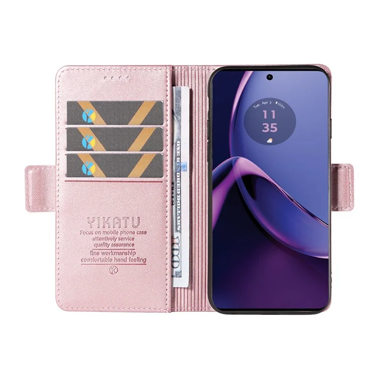 YIKATU YK-003 For Motorola Moto G84 5G Case PU Leather Inner TPU Shell Phone Cover Magnetic Protect - Rose Gold