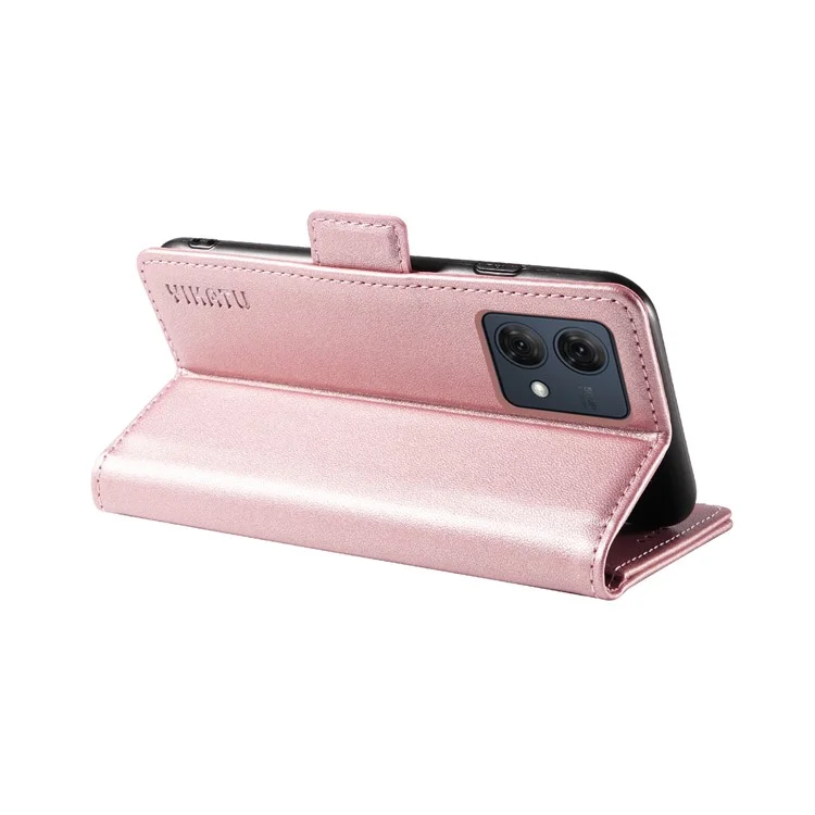 YIKATU YK-003 For Motorola Moto G84 5G Case PU Leather Inner TPU Shell Phone Cover Magnetic Protect - Rose Gold