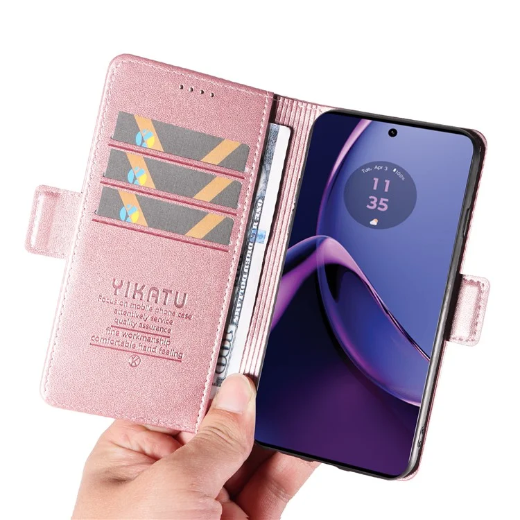 YIKATU YK-003 For Motorola Moto G84 5G Case PU Leather Inner TPU Shell Phone Cover Magnetic Protect - Rose Gold