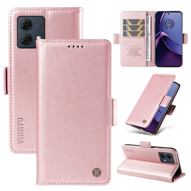 YIKATU YK-003 For Motorola Moto G84 5G Case PU Leather Inner TPU Shell Phone Cover Magnetic Protect - Rose Gold