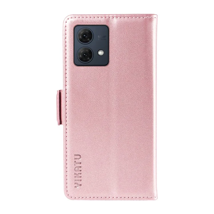 YIKATU YK-003 For Motorola Moto G84 5G Case PU Leather Inner TPU Shell Phone Cover Magnetic Protect - Rose Gold