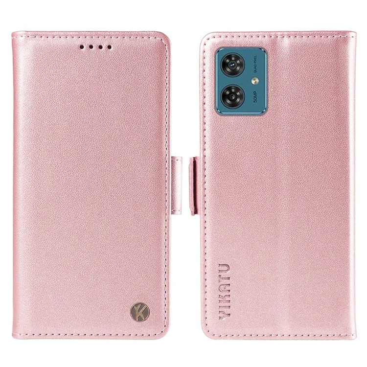 YIKATU YK-003 For Motorola Moto G54 5G Case Stand Leather Cover Phone Accessories Distributors - Rose Gold