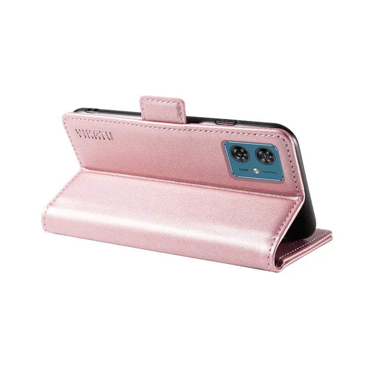 YIKATU YK-003 For Motorola Moto G54 5G Case Stand Leather Cover Phone Accessories Distributors - Rose Gold