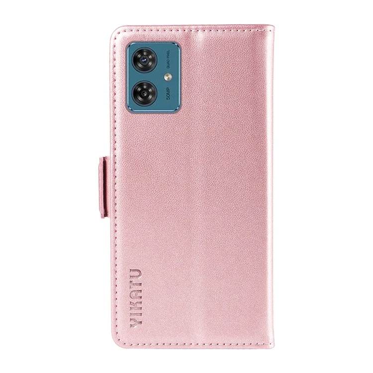 YIKATU YK-003 For Motorola Moto G54 5G Case Stand Leather Cover Phone Accessories Distributors - Rose Gold