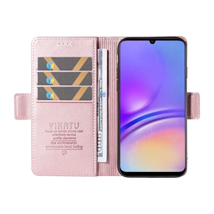 YIKATU YK-003 Чехол для Samsung Galaxy A05 4G из искусственной кожи, книжный стиль с подставкой, цвет - розовое золото