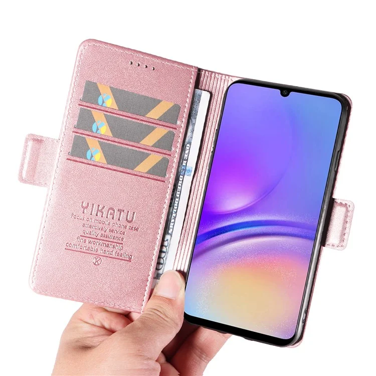 YIKATU YK-003 Чехол для Samsung Galaxy A05 4G из искусственной кожи, книжный стиль с подставкой, цвет - розовое золото