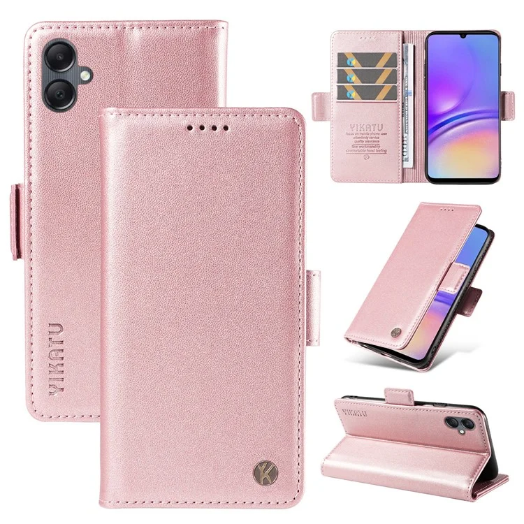 YIKATU YK-003 Чехол для Samsung Galaxy A05 4G из искусственной кожи, книжный стиль с подставкой, цвет - розовое золото