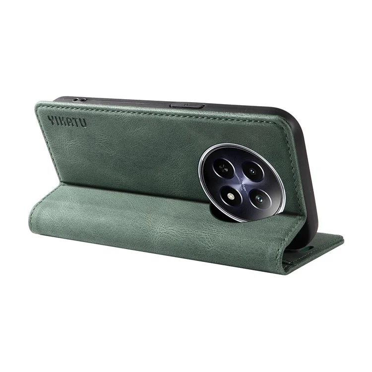 YIKATU YK-004 For Realme 12 5G Case Skin Touch Feeling PU Leather Stand Phone Cover - Green
