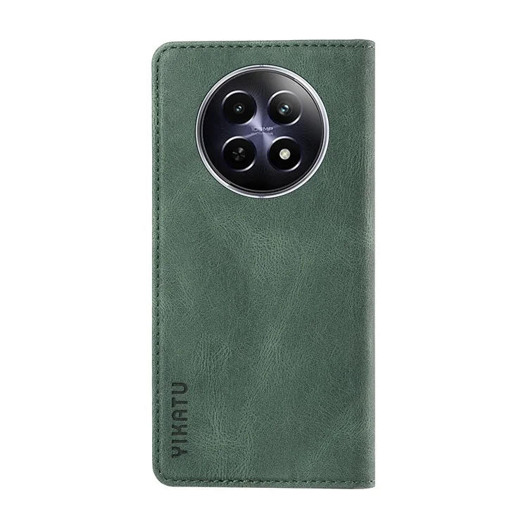 YIKATU YK-004 For Realme 12 5G Case Skin Touch Feeling PU Leather Stand Phone Cover - Green