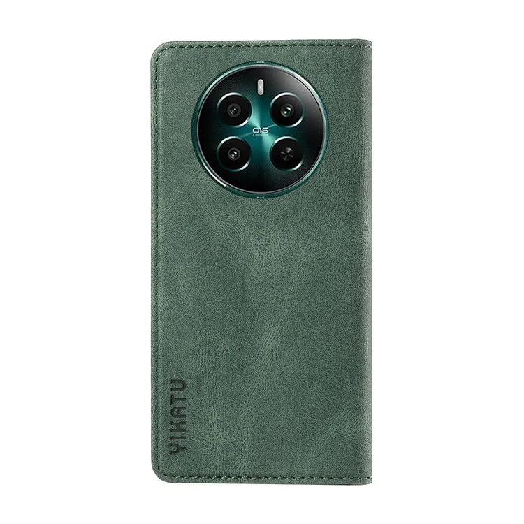 YIKATU YK-004 für Realme 12 4G / 12+ 5G Handyhülle, Flip-Folio-Geldbörse mit Kartenfächern - Grün